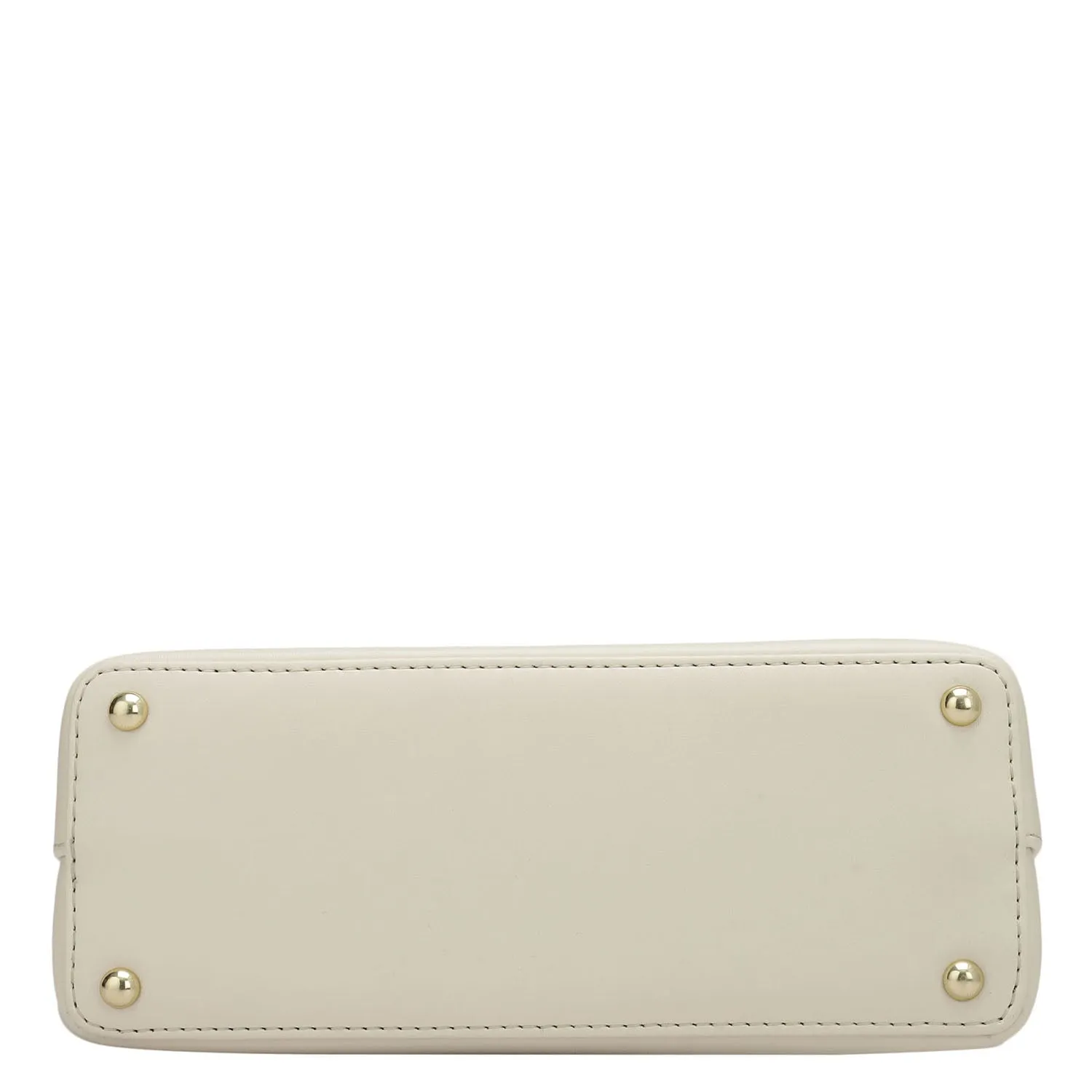 Small Plain Leather Satchel - Off White & Pink