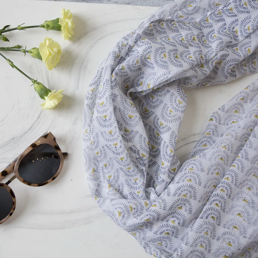 Soleil Chartreuse Block Printed Scarf