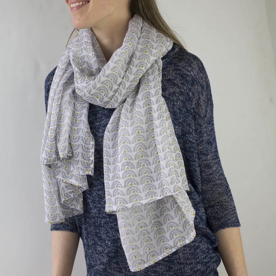 Soleil Chartreuse Block Printed Scarf