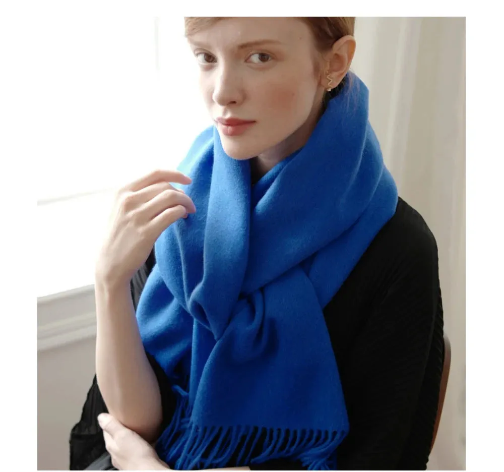 Solidlove 100% Wool Winter Scarf | Women's Fashion Cashmere Poncho Wrap | Elegant Scarves for Ladies | EnigmaParis