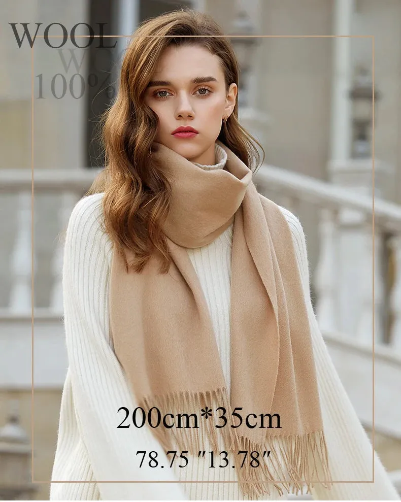 Solidlove 100% Wool Winter Scarf | Women's Fashion Cashmere Poncho Wrap | Elegant Scarves for Ladies | EnigmaParis