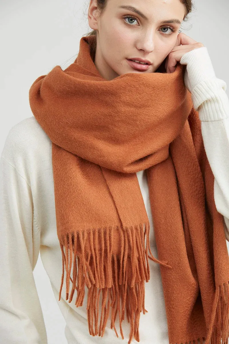 Solidlove 100% Wool Winter Scarf | Women's Fashion Cashmere Poncho Wrap | Elegant Scarves for Ladies | EnigmaParis