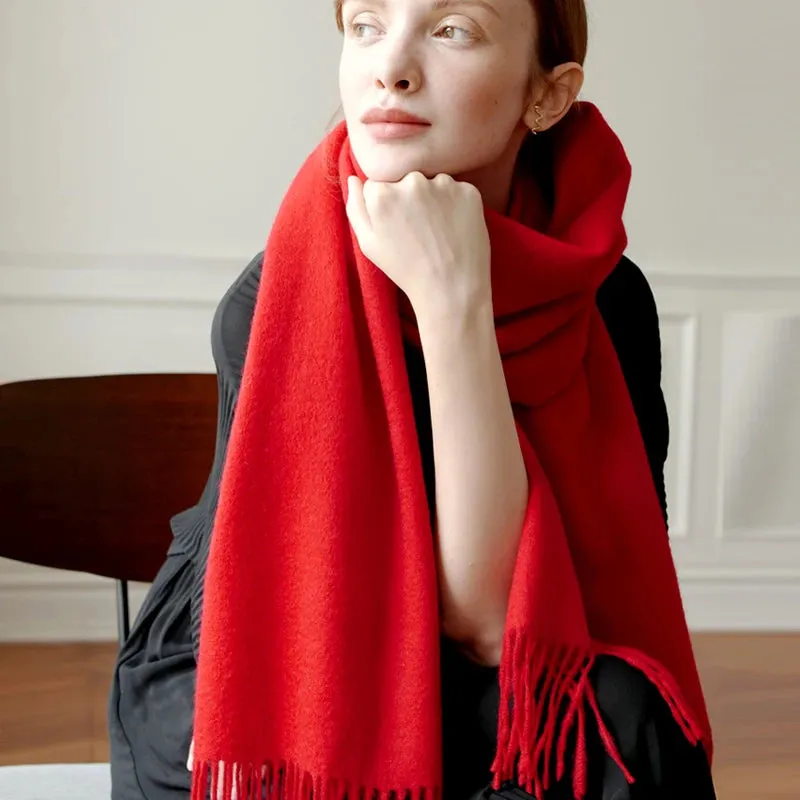 Solidlove 100% Wool Winter Scarf | Women's Fashion Cashmere Poncho Wrap | Elegant Scarves for Ladies | EnigmaParis