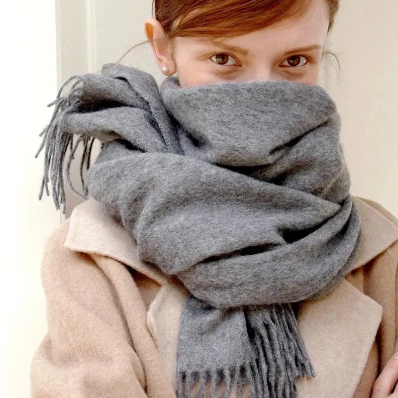 Solidlove 100% Wool Winter Scarf | Women's Fashion Cashmere Poncho Wrap | Elegant Scarves for Ladies | EnigmaParis