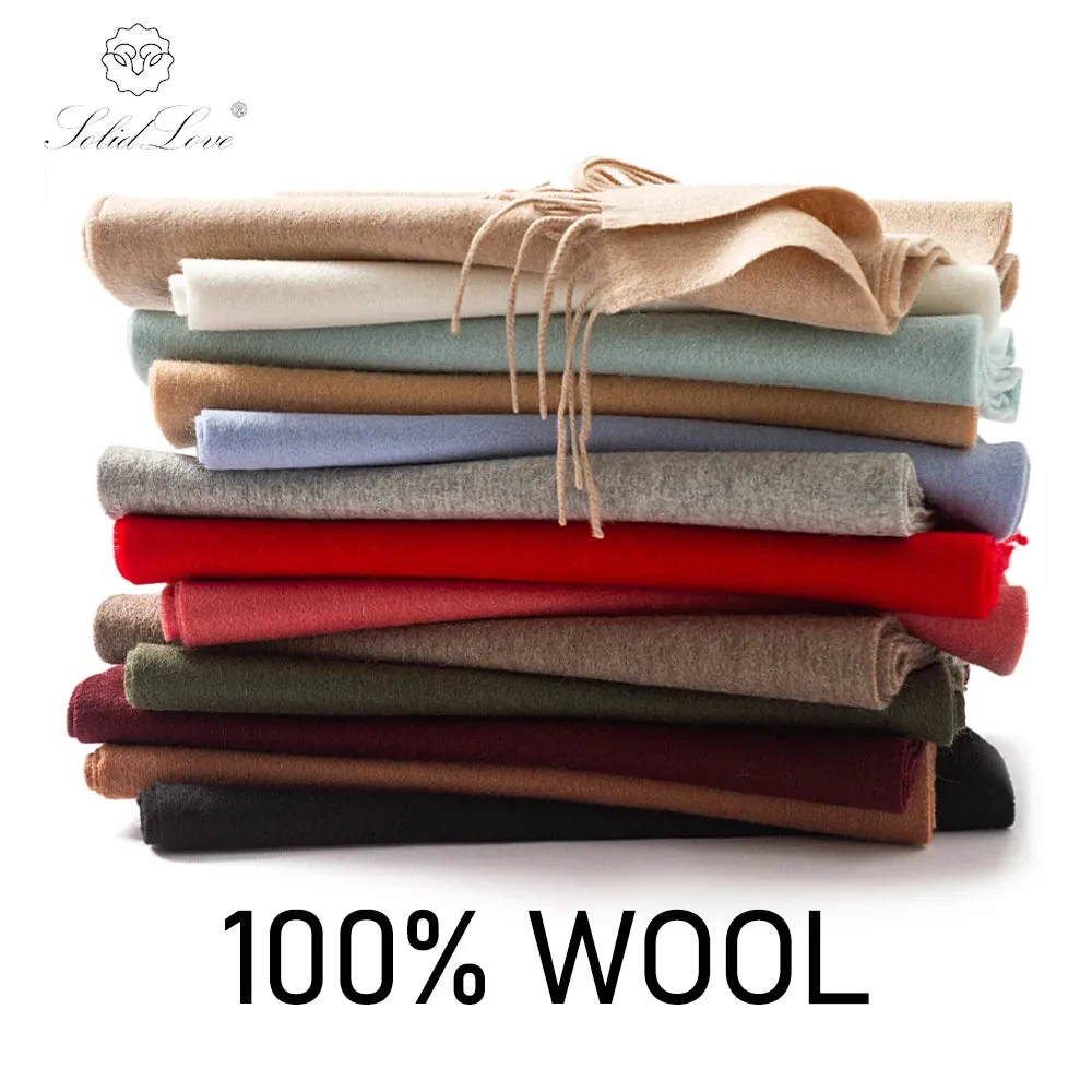 Solidlove 100% Wool Winter Scarf | Women's Fashion Cashmere Poncho Wrap | Elegant Scarves for Ladies | EnigmaParis