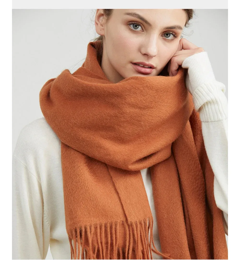 Solidlove 100% Wool Winter Scarf | Women's Fashion Cashmere Poncho Wrap | Elegant Scarves for Ladies | EnigmaParis