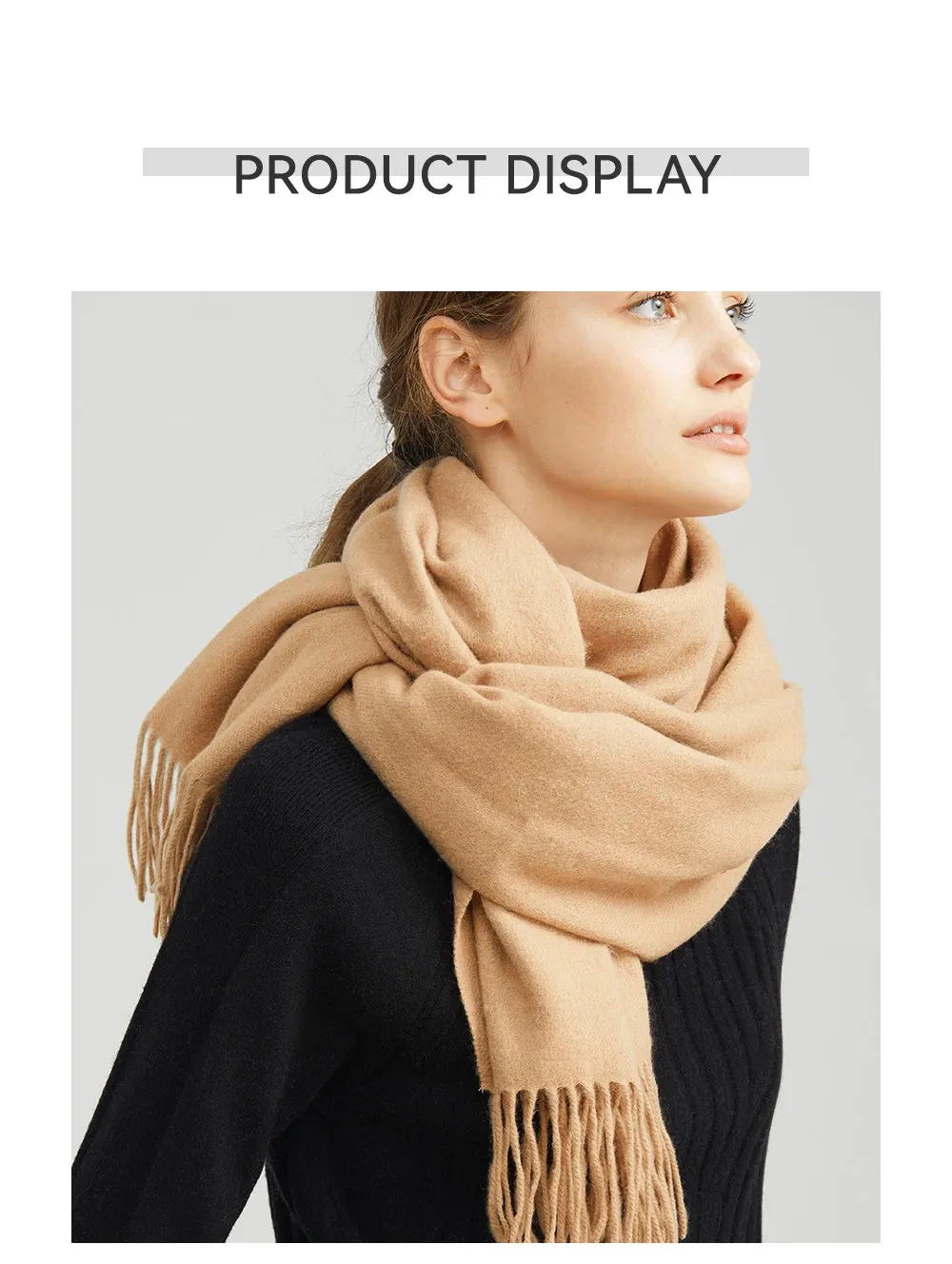 Solidlove 100% Wool Winter Scarf | Women's Fashion Cashmere Poncho Wrap | Elegant Scarves for Ladies | EnigmaParis
