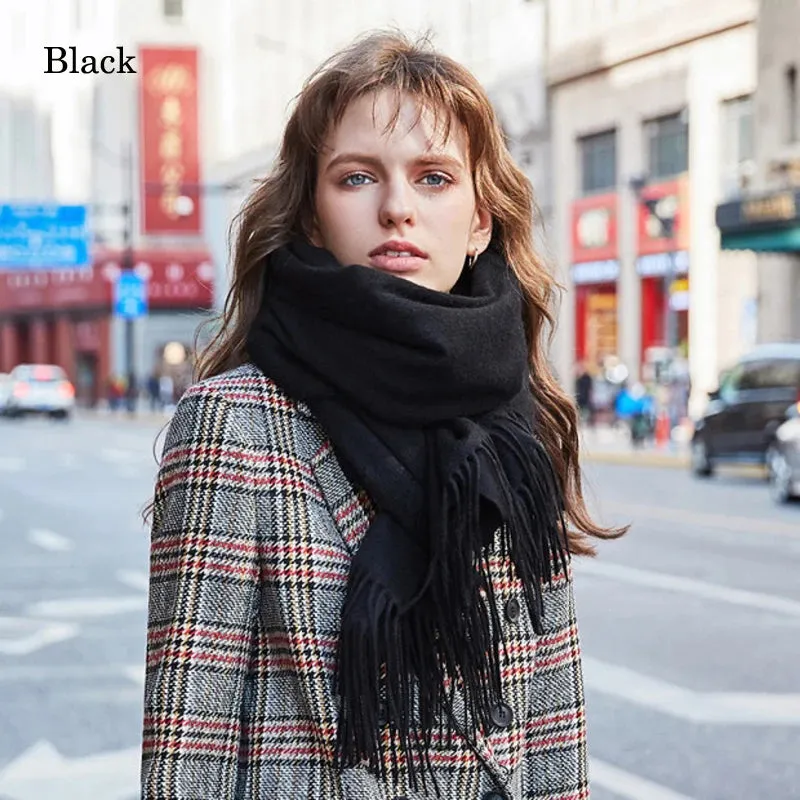 Solidlove 100% Wool Winter Scarf | Women's Fashion Cashmere Poncho Wrap | Elegant Scarves for Ladies | EnigmaParis