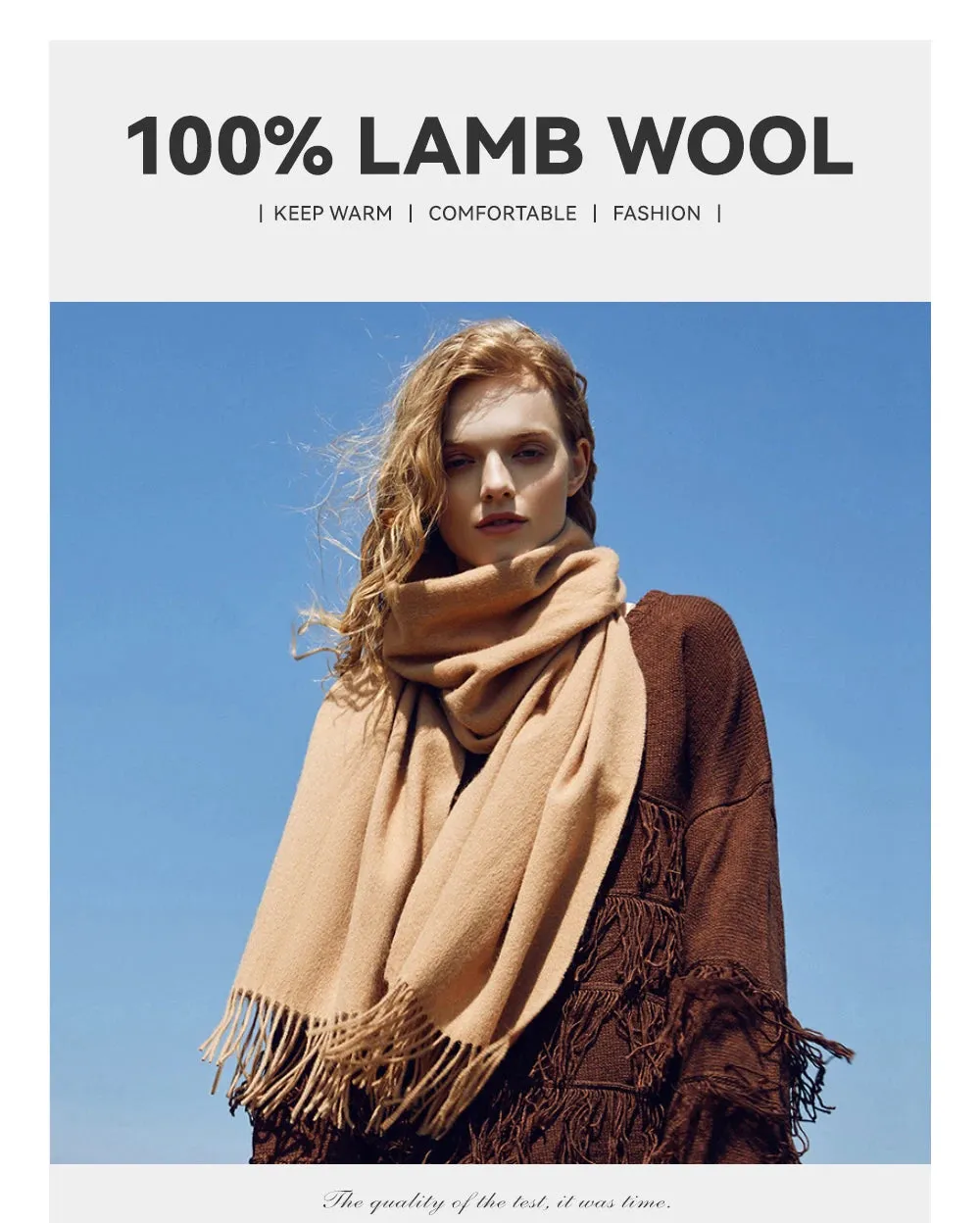 Solidlove 100% Wool Winter Scarf | Women's Fashion Cashmere Poncho Wrap | Elegant Scarves for Ladies | EnigmaParis