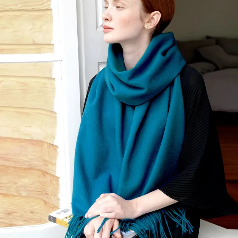 Solidlove 100% Wool Winter Scarf | Women's Fashion Cashmere Poncho Wrap | Elegant Scarves for Ladies | EnigmaParis