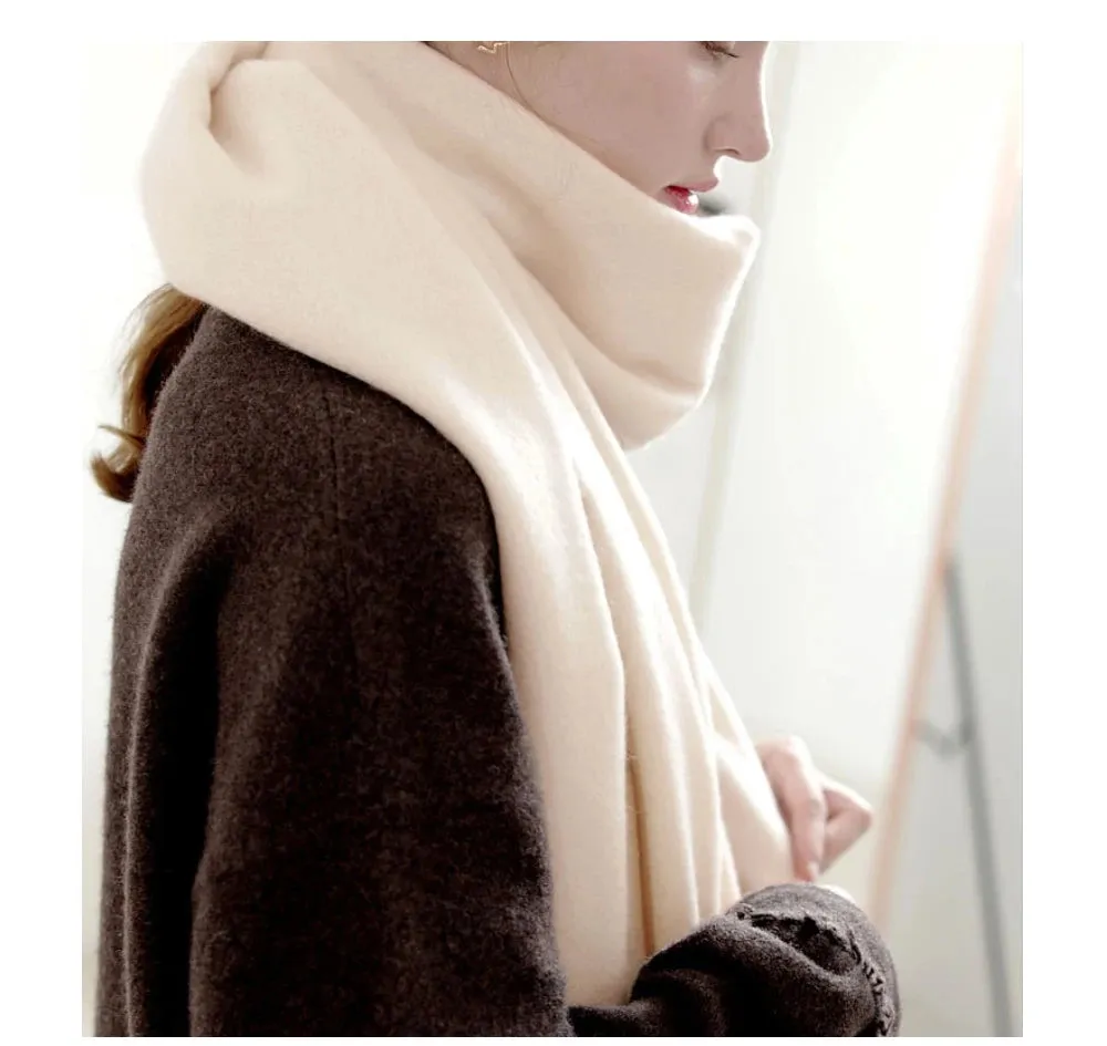 Solidlove 100% Wool Winter Scarf | Women's Fashion Cashmere Poncho Wrap | Elegant Scarves for Ladies | EnigmaParis