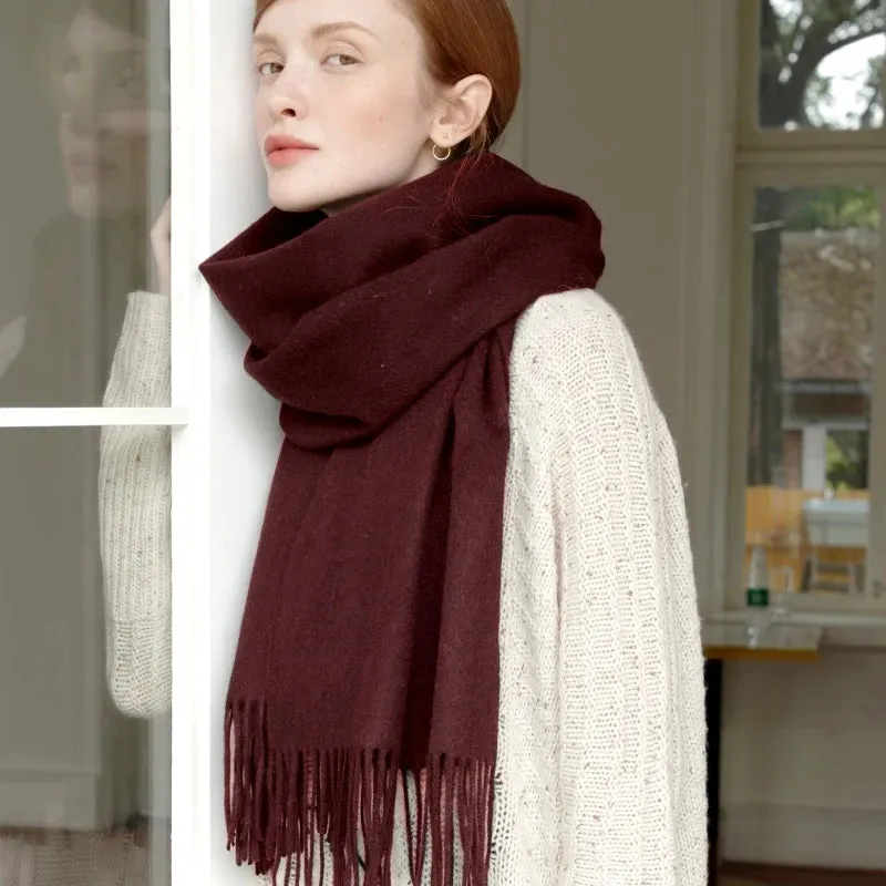 Solidlove 100% Wool Winter Scarf | Women's Fashion Cashmere Poncho Wrap | Elegant Scarves for Ladies | EnigmaParis