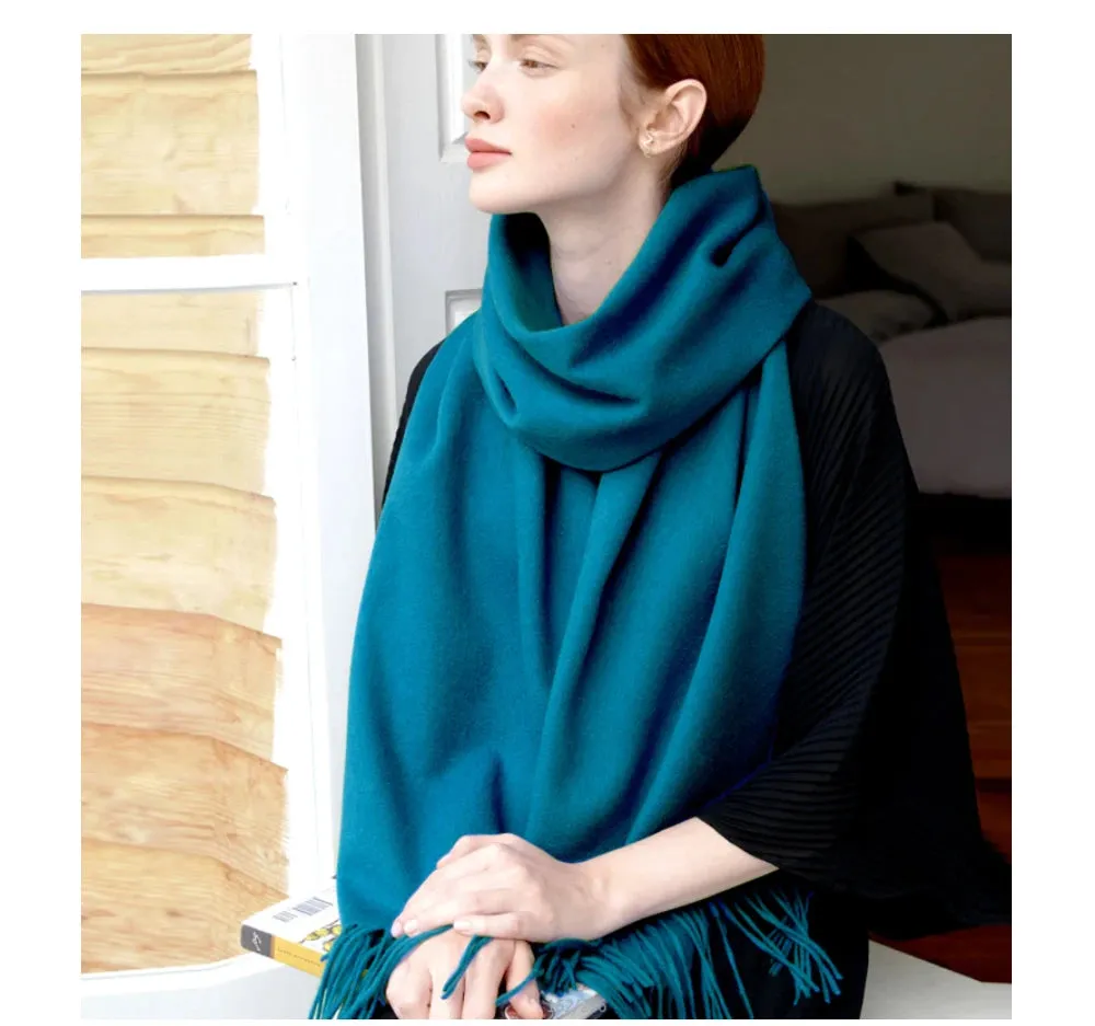 Solidlove 100% Wool Winter Scarf | Women's Fashion Cashmere Poncho Wrap | Elegant Scarves for Ladies | EnigmaParis
