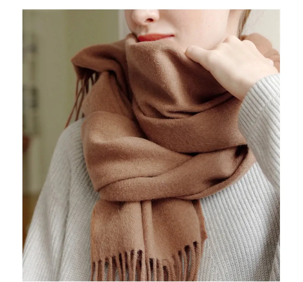 Solidlove 100% Wool Winter Scarf | Women's Fashion Cashmere Poncho Wrap | Elegant Scarves for Ladies | EnigmaParis