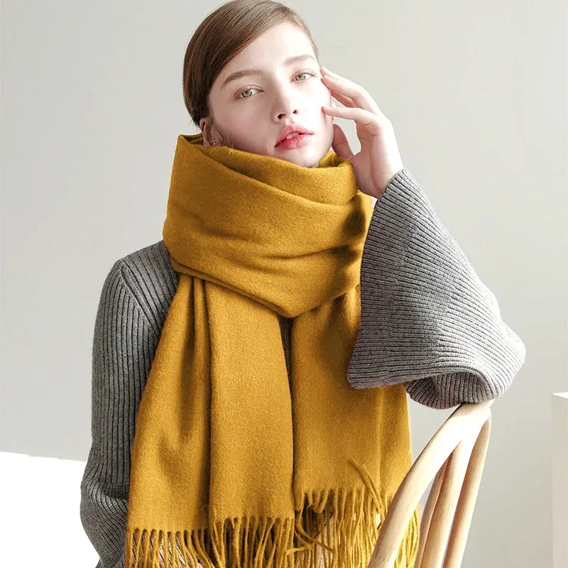 Solidlove 100% Wool Winter Scarf | Women's Fashion Cashmere Poncho Wrap | Elegant Scarves for Ladies | EnigmaParis