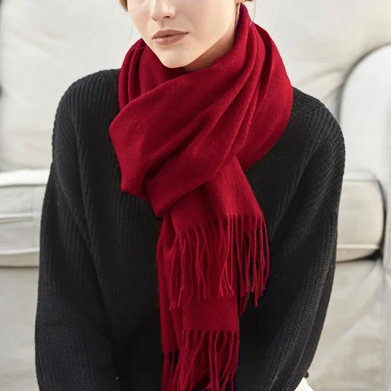 Solidlove 100% Wool Winter Scarf | Women's Fashion Cashmere Poncho Wrap | Elegant Scarves for Ladies | EnigmaParis