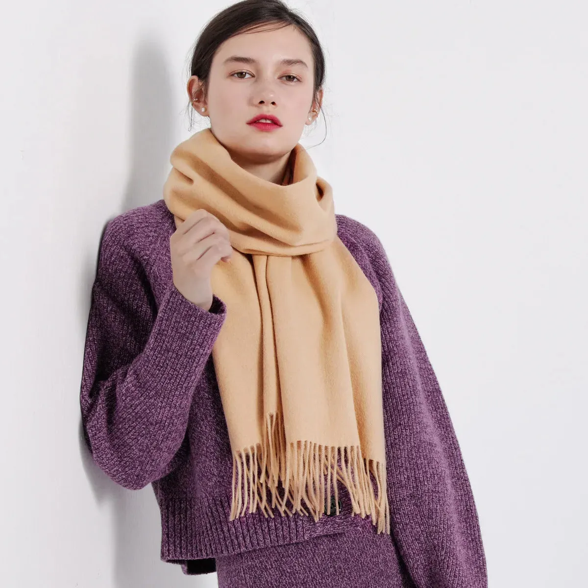 Solidlove 100% Wool Winter Scarf | Women's Fashion Cashmere Poncho Wrap | Elegant Scarves for Ladies | EnigmaParis