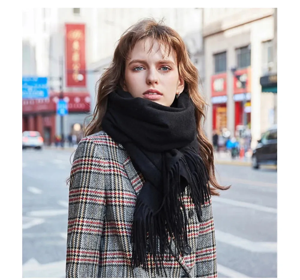 Solidlove 100% Wool Winter Scarf | Women's Fashion Cashmere Poncho Wrap | Elegant Scarves for Ladies | EnigmaParis