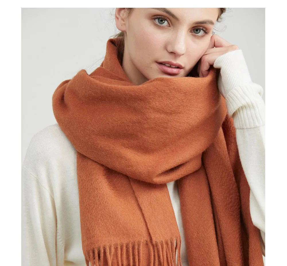 Solidlove 100% Wool Winter Scarf | Women's Fashion Cashmere Poncho Wrap | Elegant Scarves for Ladies | EnigmaParis