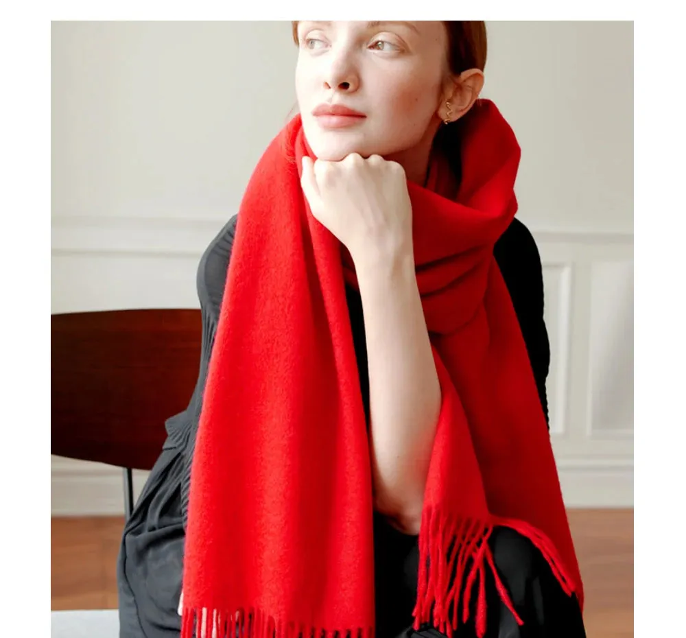 Solidlove 100% Wool Winter Scarf | Women's Fashion Cashmere Poncho Wrap | Elegant Scarves for Ladies | EnigmaParis