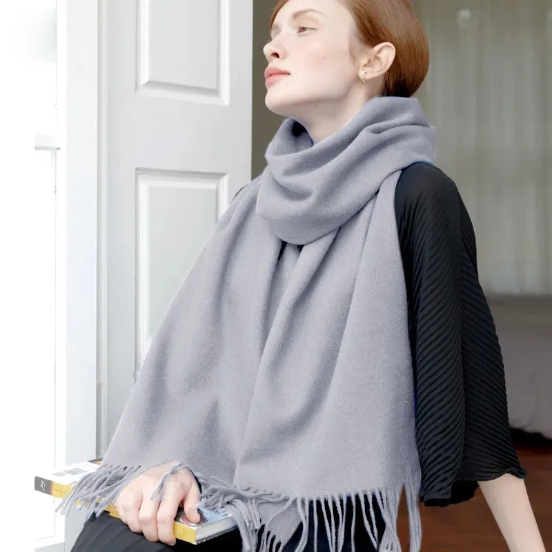 Solidlove 100% Wool Winter Scarf | Women's Fashion Cashmere Poncho Wrap | Elegant Scarves for Ladies | EnigmaParis