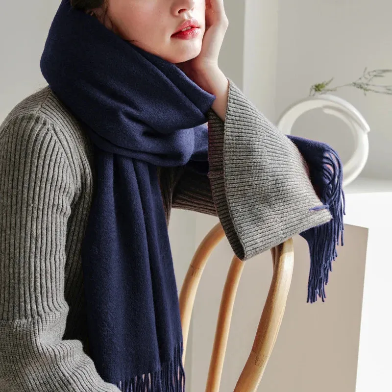Solidlove 100% Wool Winter Scarf | Women's Fashion Cashmere Poncho Wrap | Elegant Scarves for Ladies | EnigmaParis
