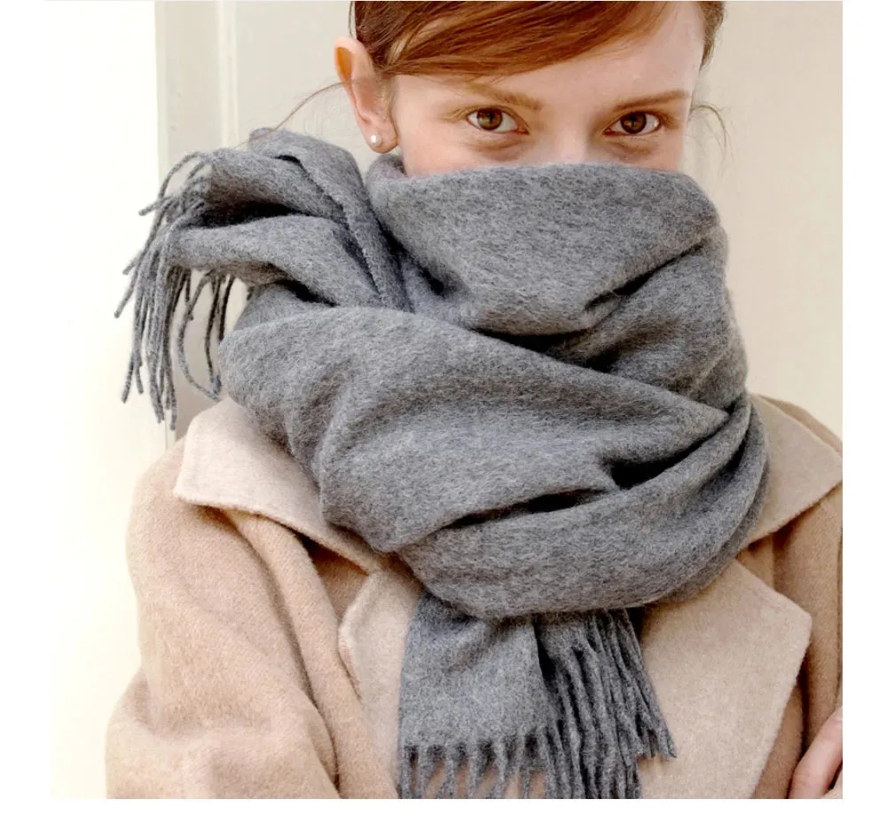 Solidlove 100% Wool Winter Scarf | Women's Fashion Cashmere Poncho Wrap | Elegant Scarves for Ladies | EnigmaParis