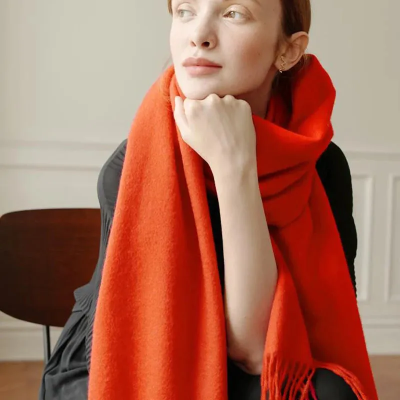 Solidlove 100% Wool Winter Scarf | Women's Fashion Cashmere Poncho Wrap | Elegant Scarves for Ladies | EnigmaParis