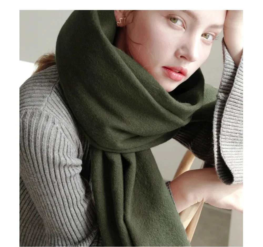 Solidlove 100% Wool Winter Scarf | Women's Fashion Cashmere Poncho Wrap | Elegant Scarves for Ladies | EnigmaParis