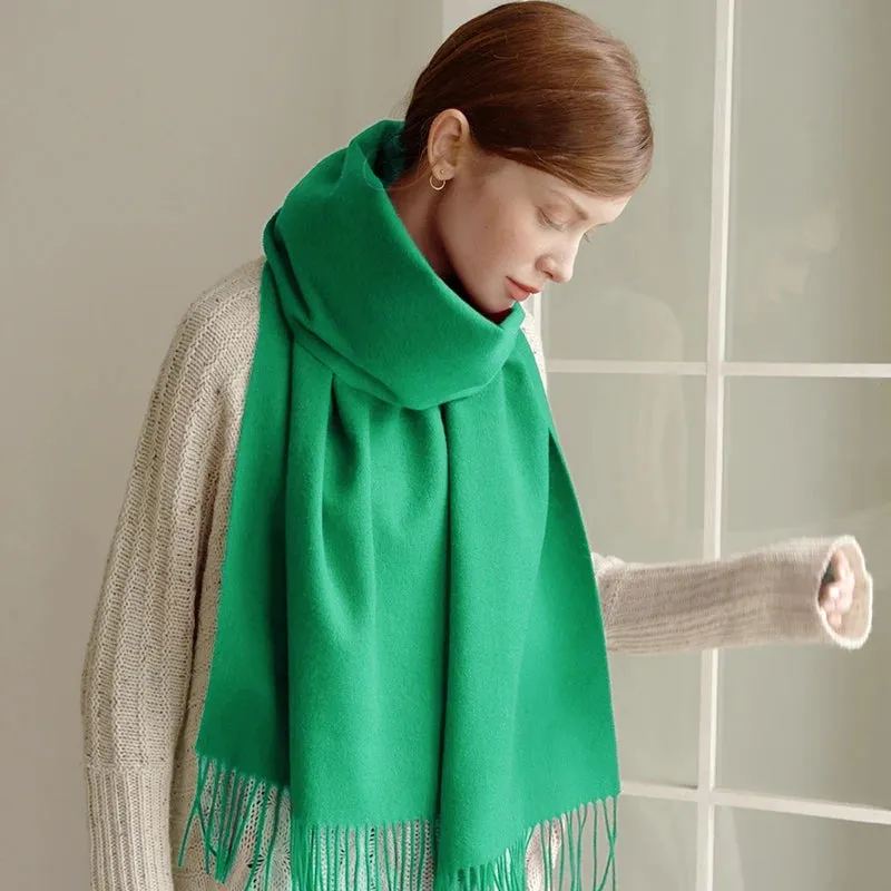 Solidlove 100% Wool Winter Scarf | Women's Fashion Cashmere Poncho Wrap | Elegant Scarves for Ladies | EnigmaParis