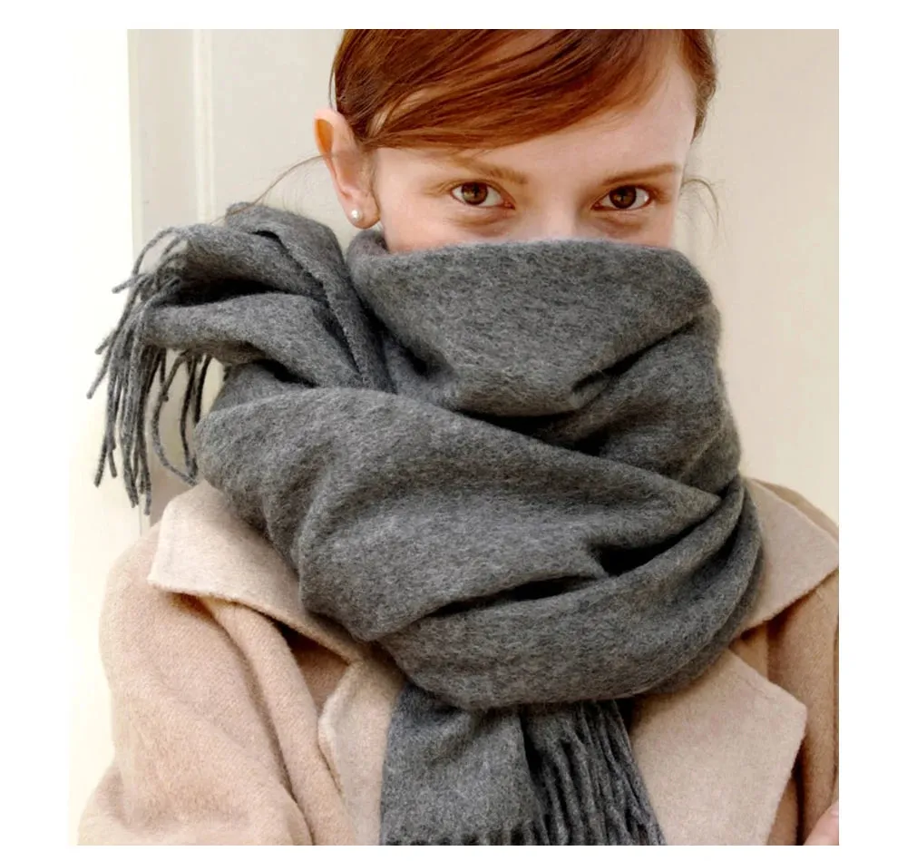Solidlove 100% Wool Winter Scarf | Women's Fashion Cashmere Poncho Wrap | Elegant Scarves for Ladies | EnigmaParis