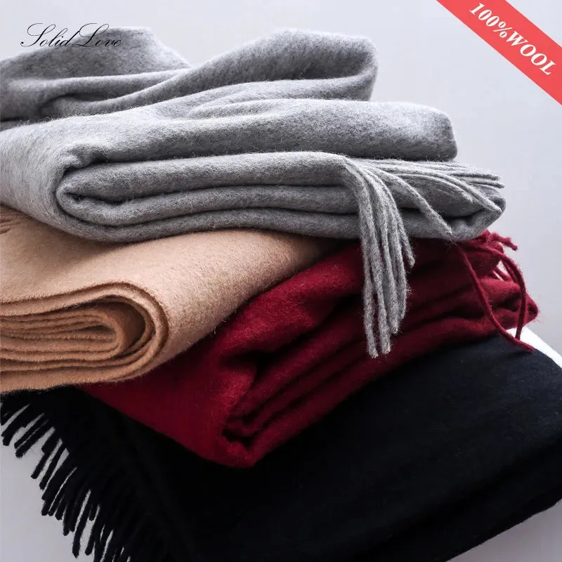 Solidlove 100% Wool Winter Scarf | Women's Fashion Cashmere Poncho Wrap | Elegant Scarves for Ladies | EnigmaParis