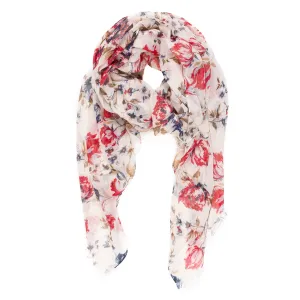 Spanish Design Printed Viscose Scarf (Beige Flower)