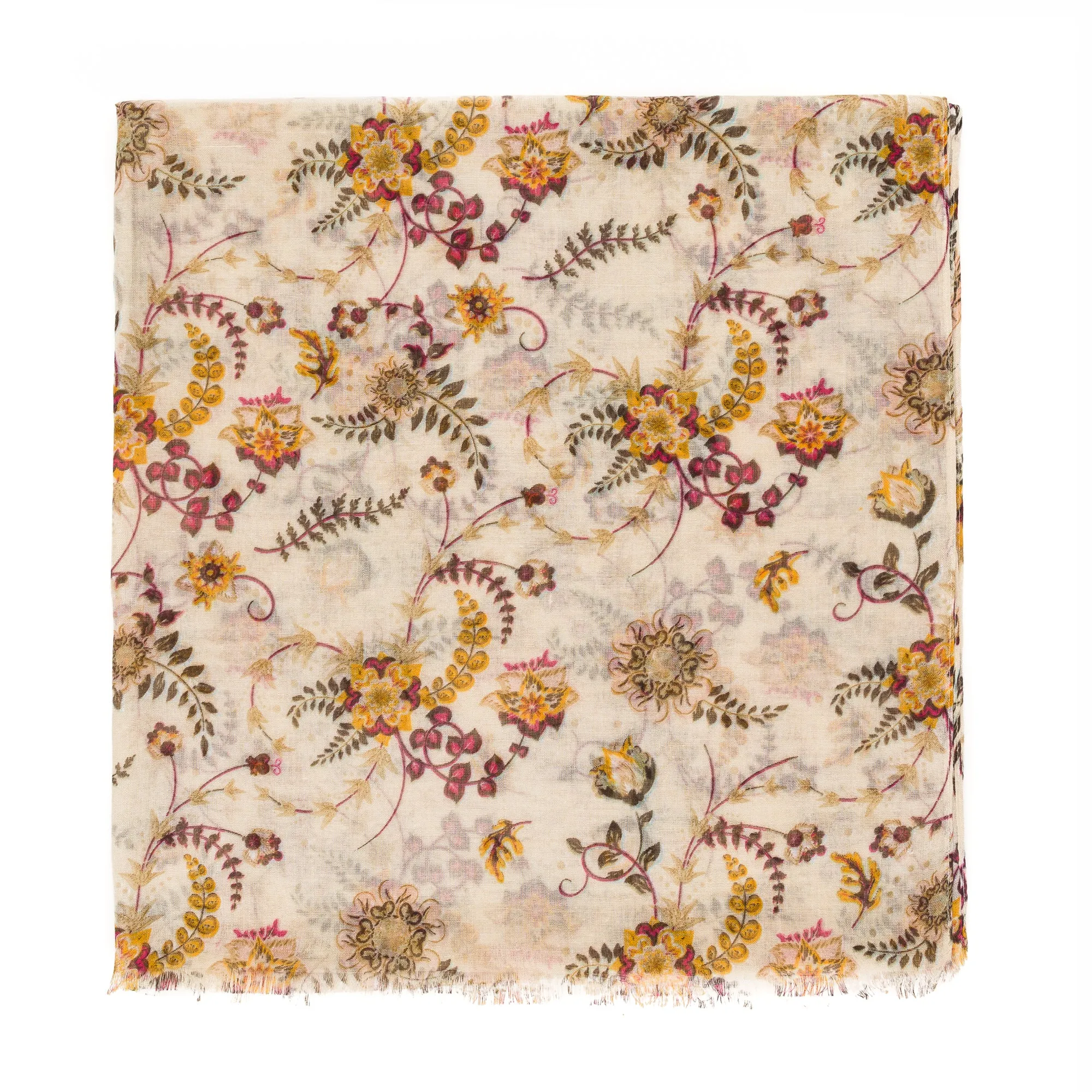 Spanish Design Printed Viscose Scarf (Beige Flower)