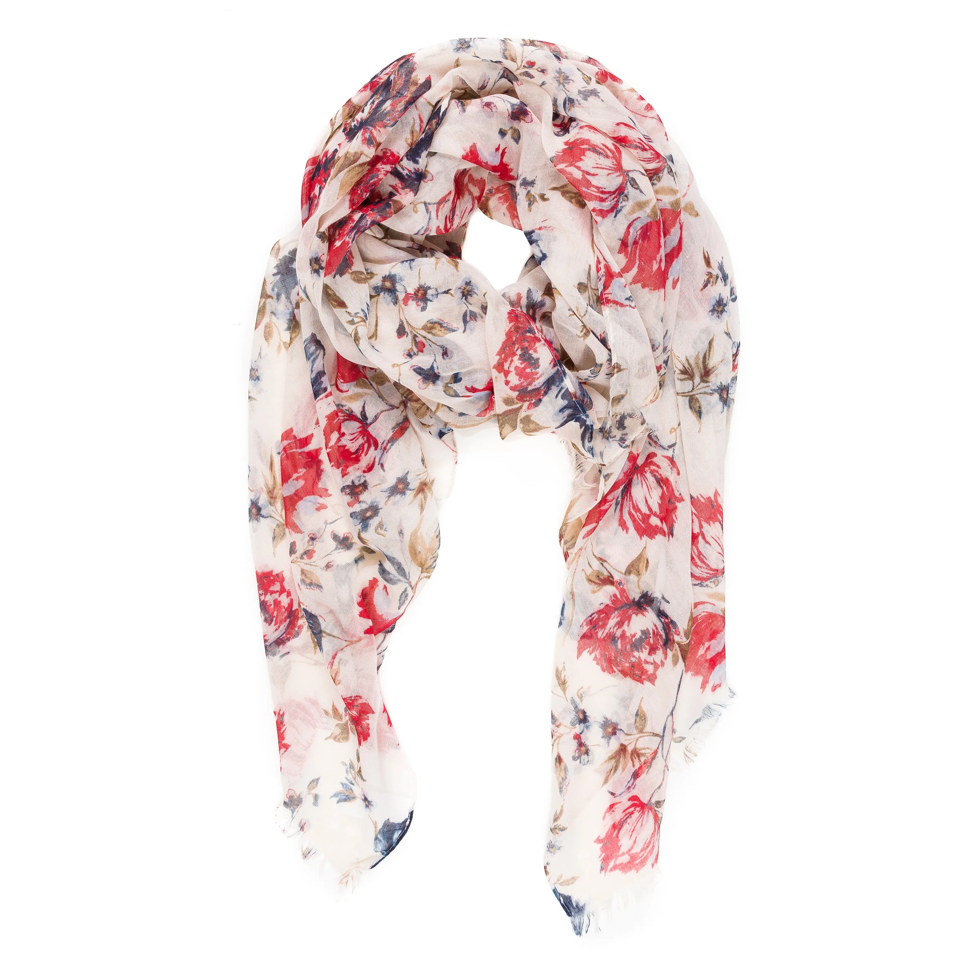 Spanish Design Printed Viscose Scarf (Beige Flower)
