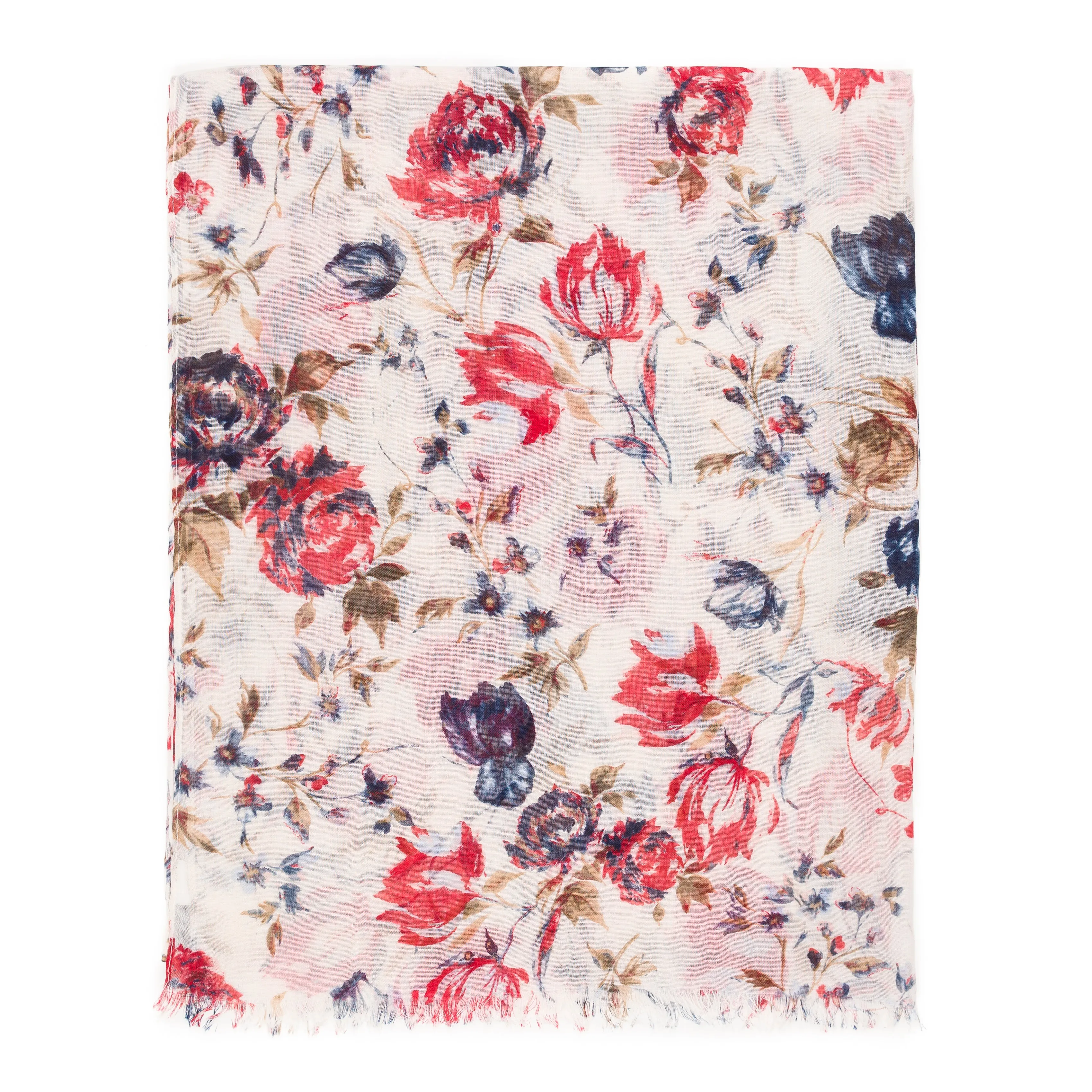 Spanish Design Printed Viscose Scarf (Beige Flower)