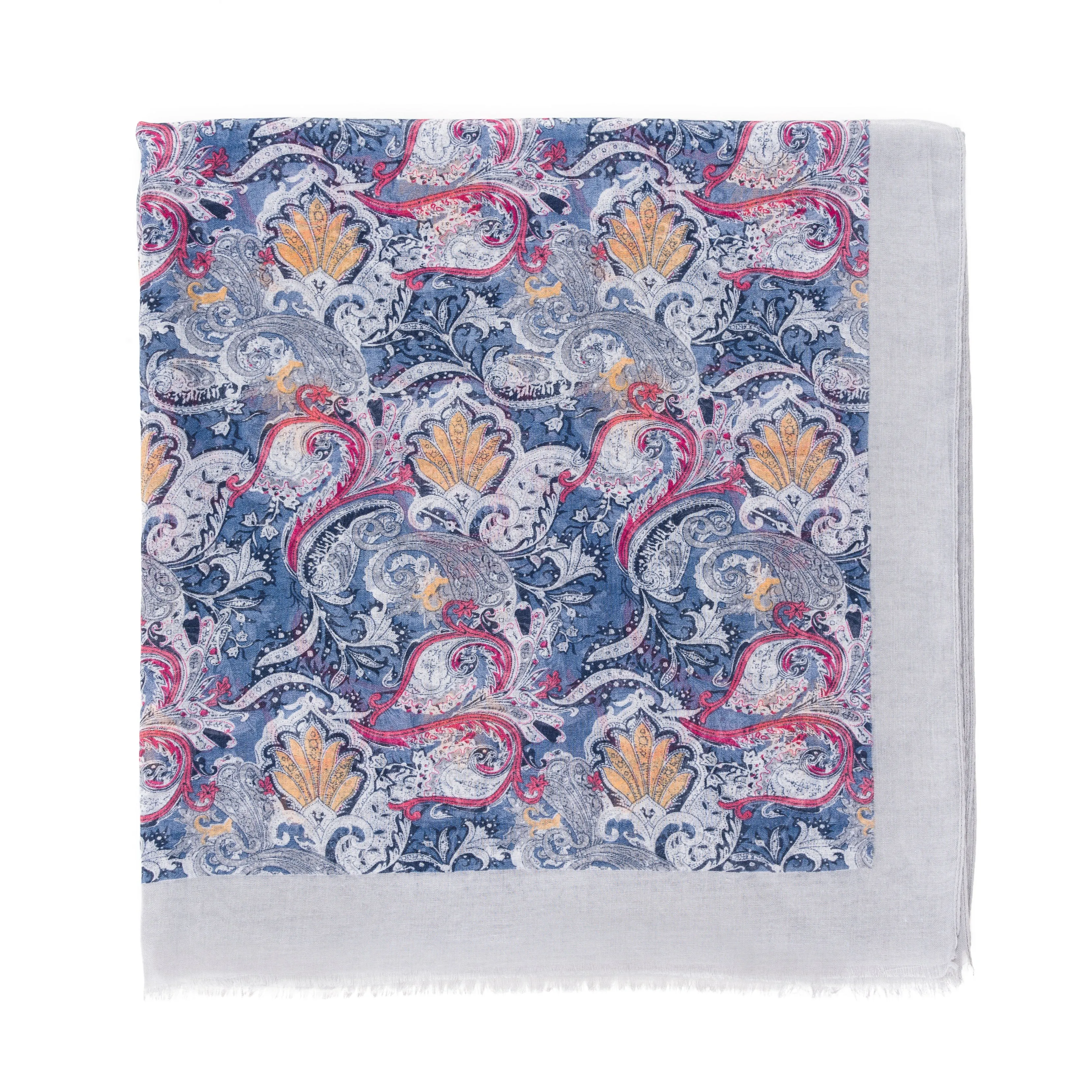 Spanish Design Printed Viscose Scarf (Dark Blue Spanish Pattern)