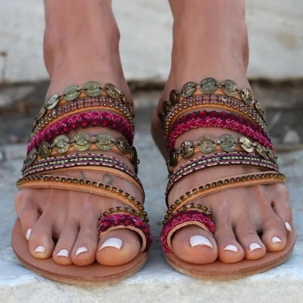 Suede Tassel Lace Up Gladiator sandal Women Summer Flat Sandals