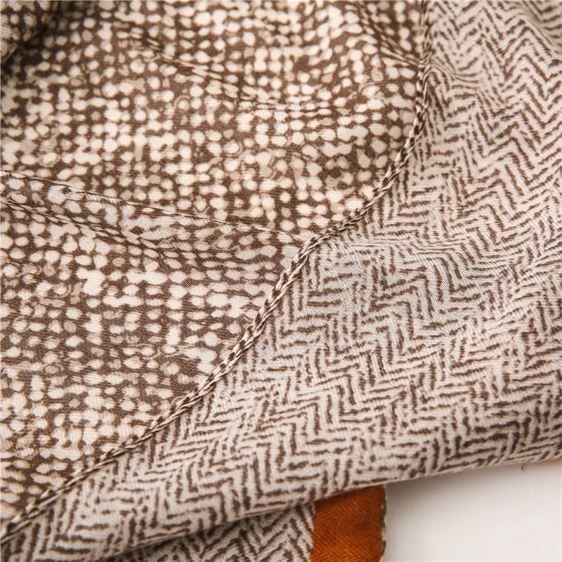 Tassel Grey Printed Cotton Scarf Shawl for Women Ladies Girls