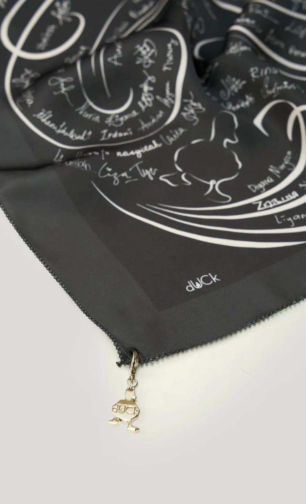 The dUCkade dUCk Matte Satin Silk Square Scarf in Onyx