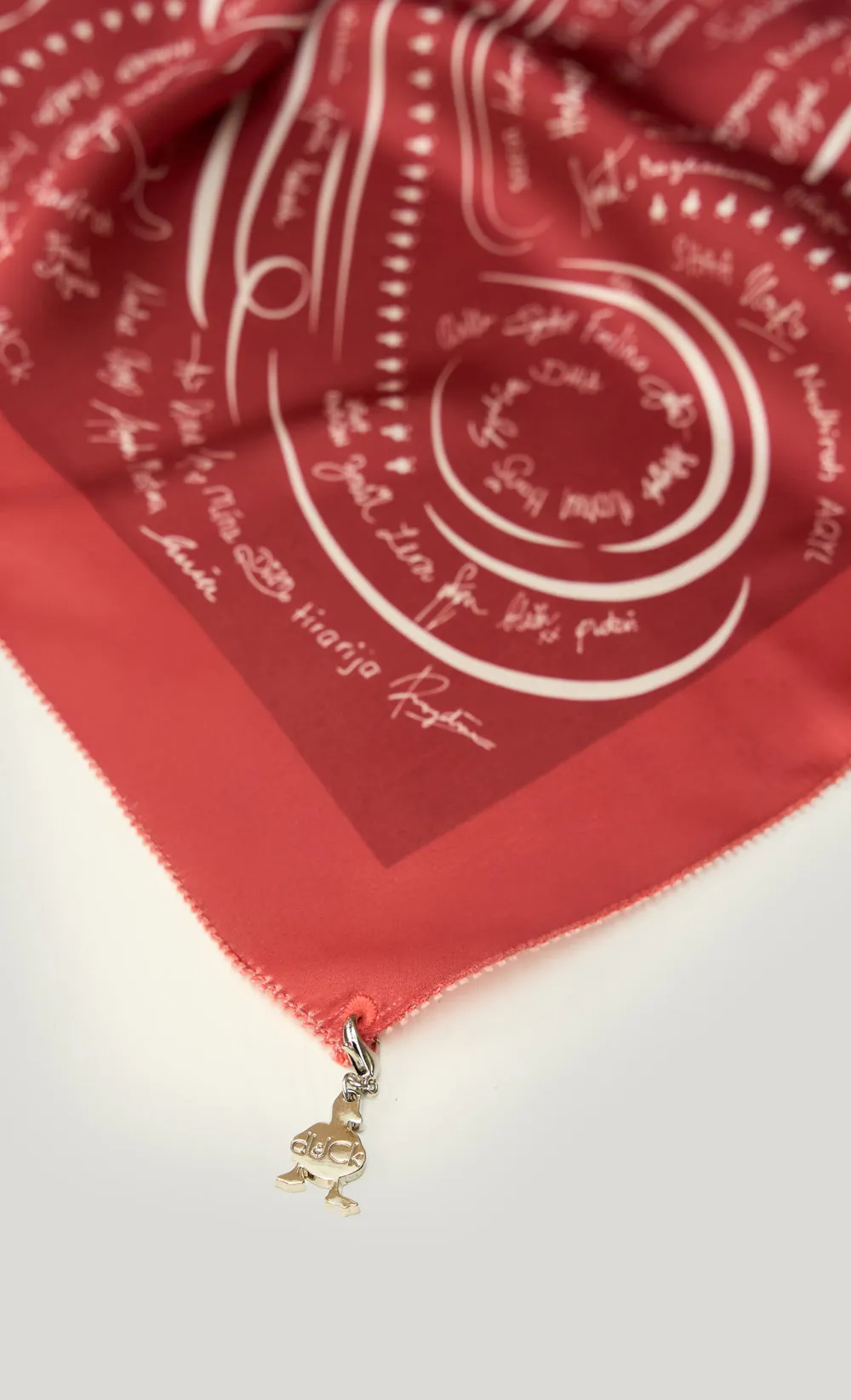 The dUCkade dUCk Matte Satin Silk Square Scarf in Ruby