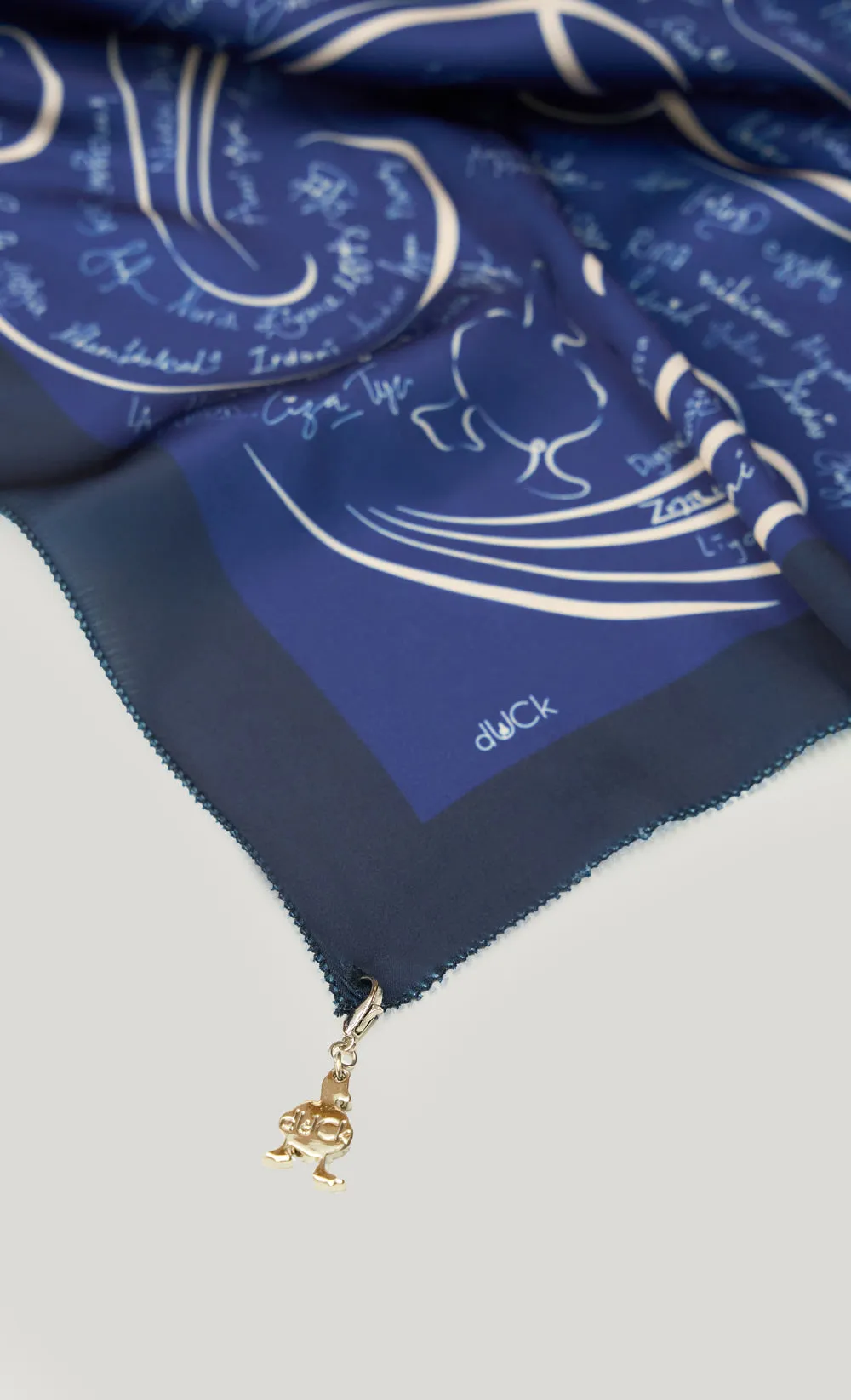 The dUCkade dUCk Satin Silk Square Scarf in Sapphire