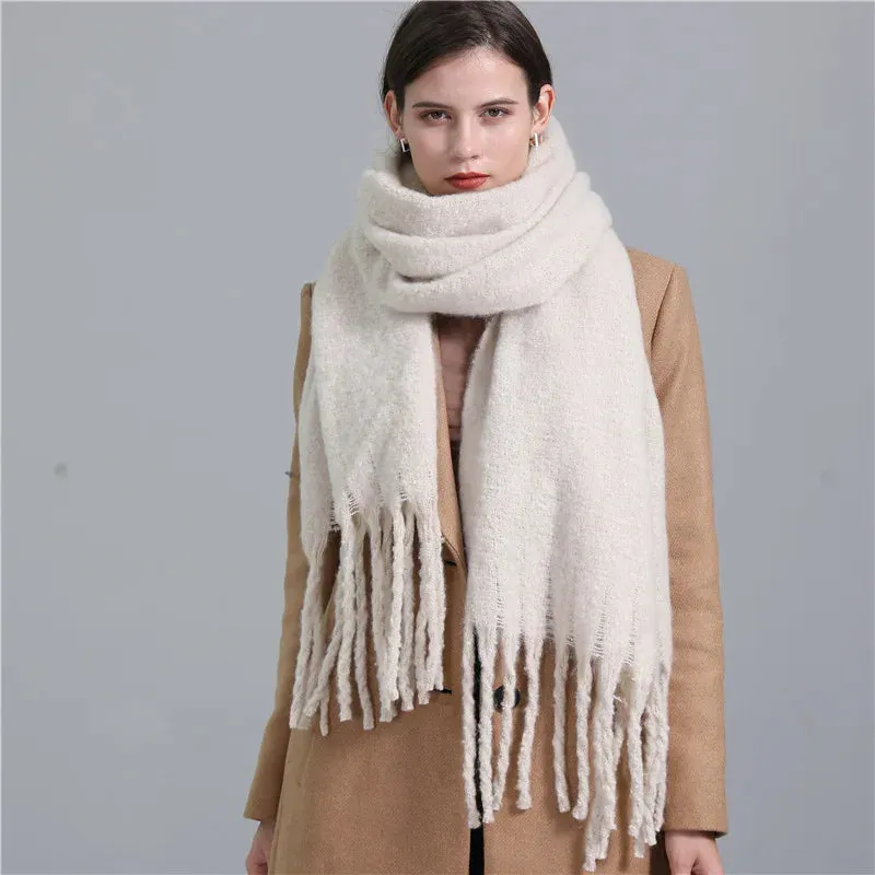 Thick Cashmere Pashmina Scarf with Tassels - Warm & Soft Shawl Wrap