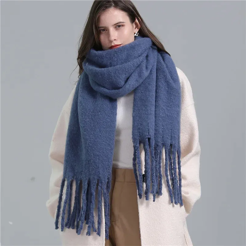 Thick Cashmere Pashmina Scarf with Tassels - Warm & Soft Shawl Wrap