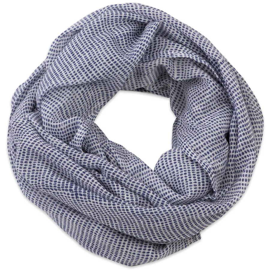 Tiny Dot Navy Block Printed Scarf