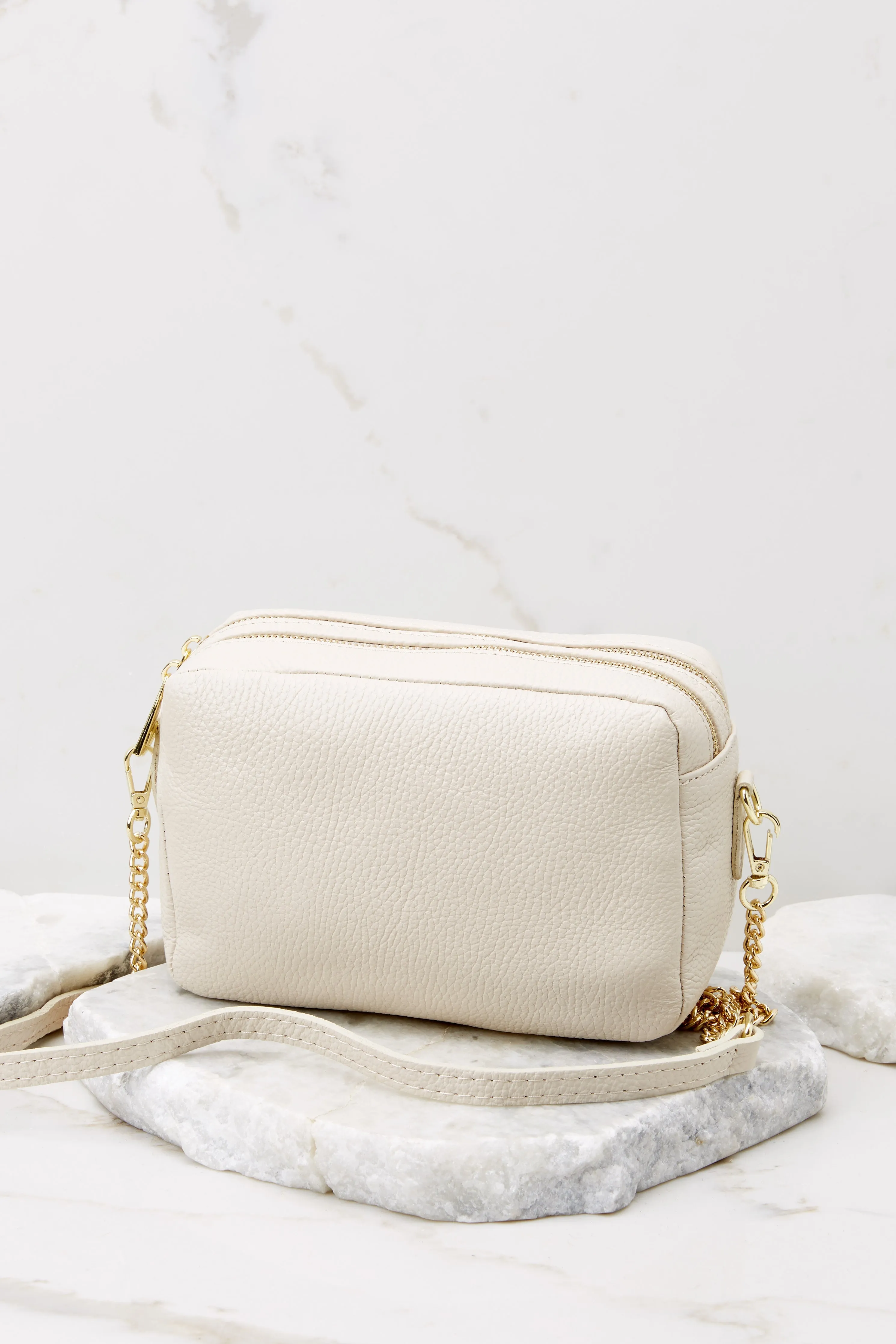 Too Chic Ivory Leather Bag
