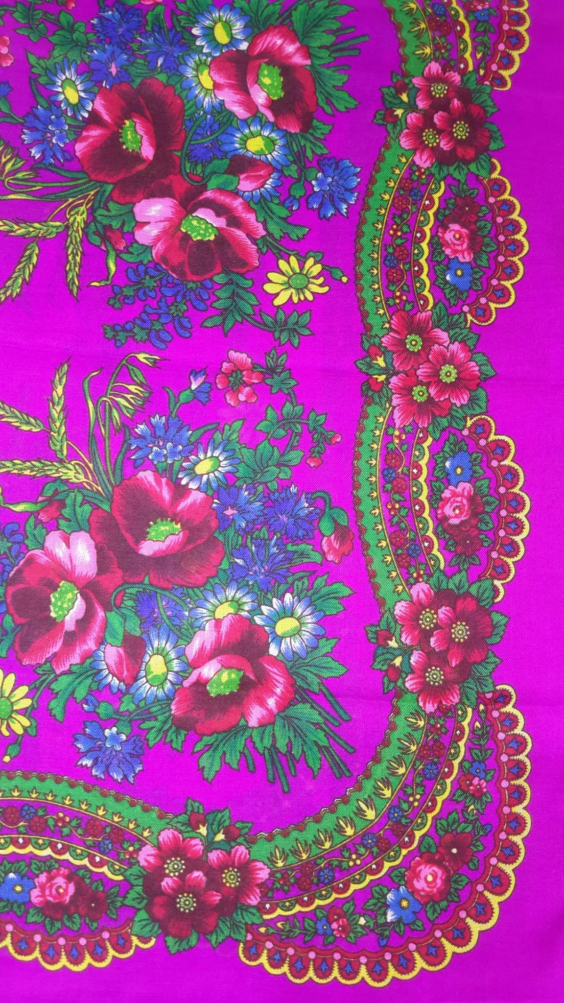 Traditional Polish Ukrainian Folk Cotton Head Scarf - Pink