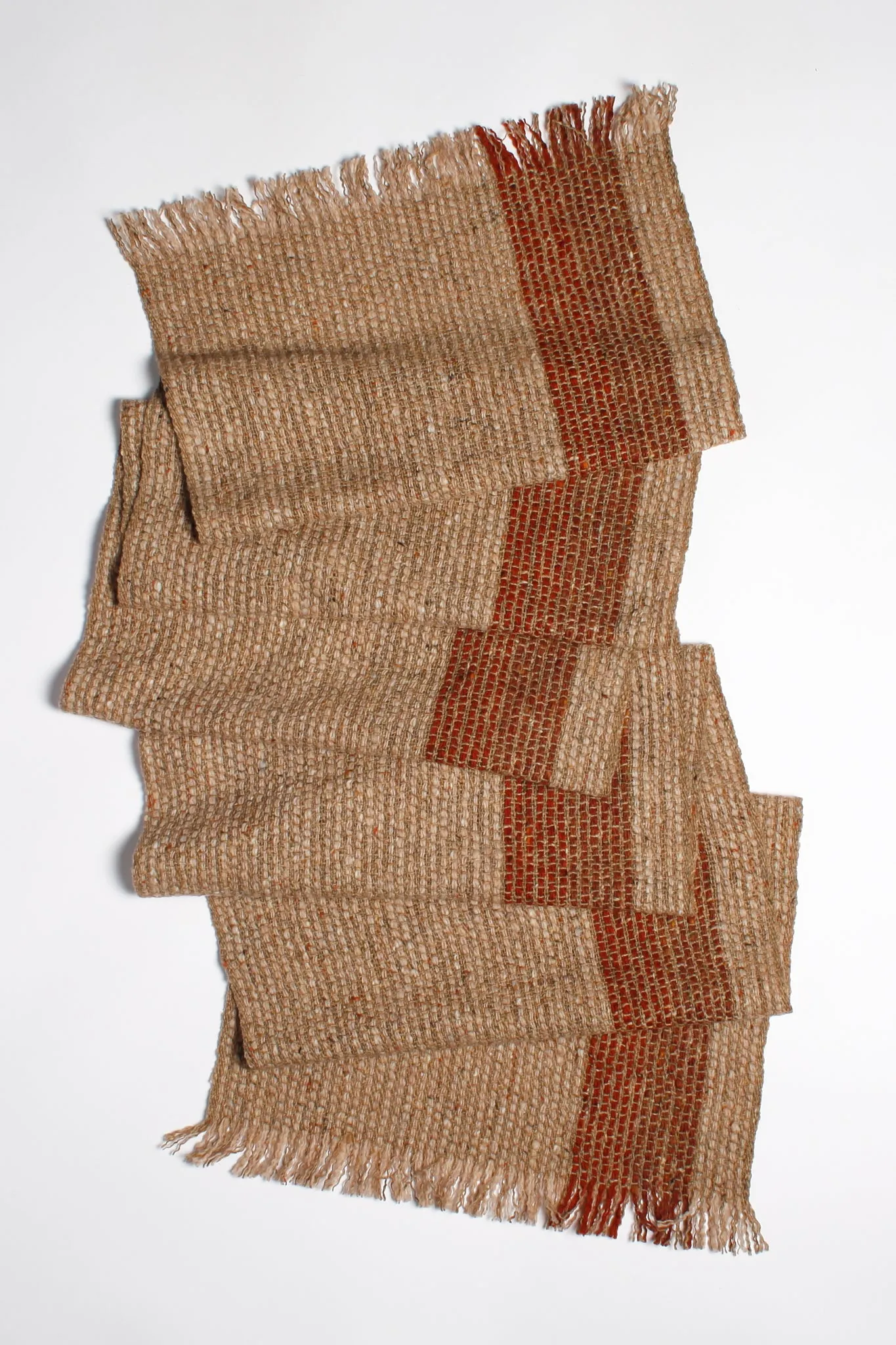 Tweed Emphasize Narrow Scarf - Rust/Copper Stripe