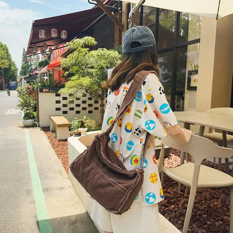 Uniwim Large Canvas Women's Bag  Trend Handbags Casual Shoulder Cross Bag Vintage Eco Bag Korean Shopper Messenger Bag Y2K Satchels