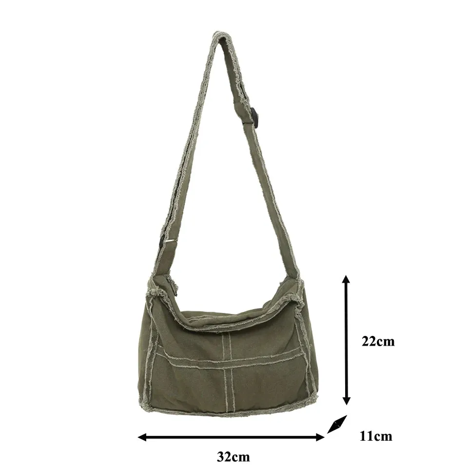 Uniwim Large Canvas Women's Bag  Trend Handbags Casual Shoulder Cross Bag Vintage Eco Bag Korean Shopper Messenger Bag Y2K Satchels